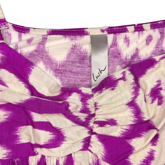 VTG Y2K Babydoll Top Sz.M Ikat Print Short Puff Sleeve Boho Coquette Festival - Picture 5 of 10